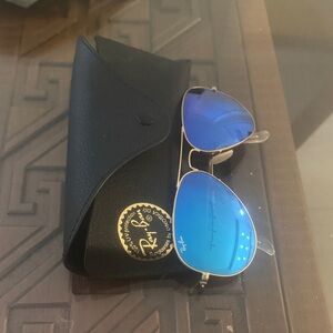 Ray-Ban Aviator Sunglasses with Vibrant Blue Lenses